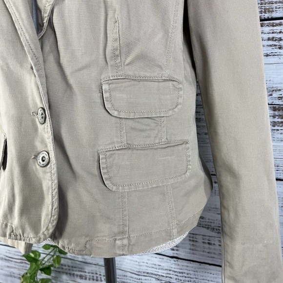 Allen Schwartz ABS Jacket sz Small Gold Sparkle Linen Fringe Boho Wedding Career - Picture 11 of 16